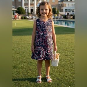 Vineyard Vines Navy Dress with Red and White Dots Easter Dress Spring Dress